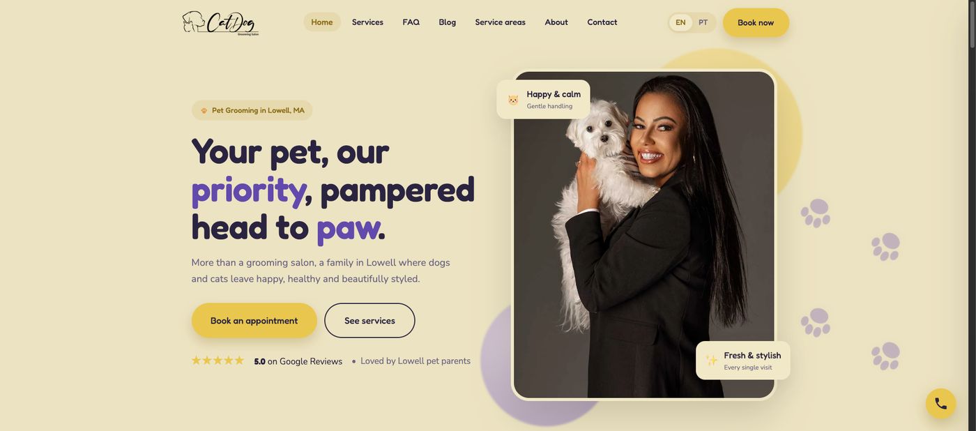 Site de Cat Dog Grooming Salon, pet grooming em Lowell, MA